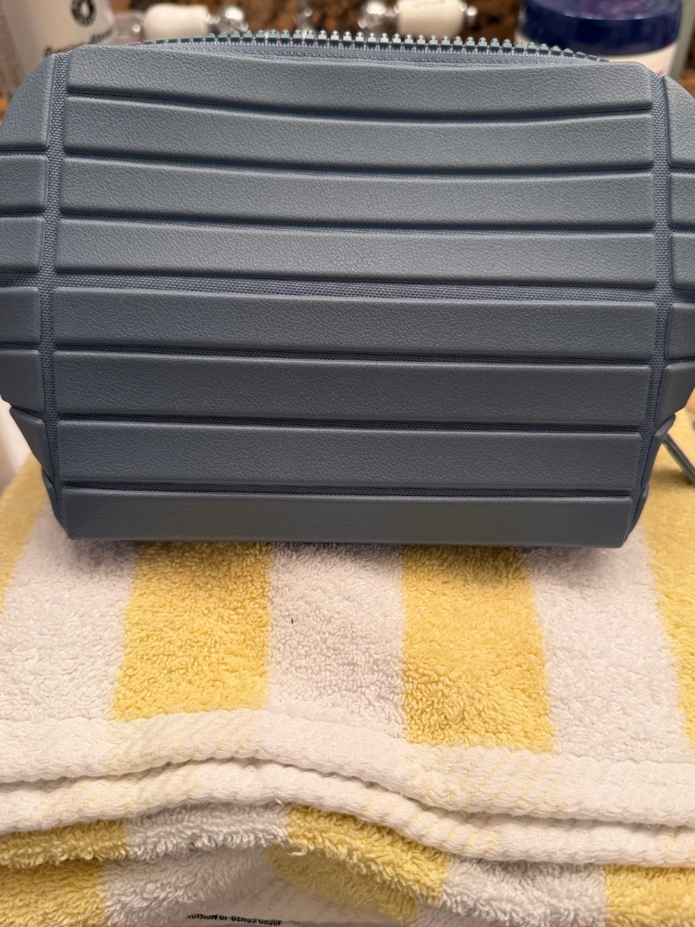 Parallelle Blue Textured Travel Cosmetic Pouch